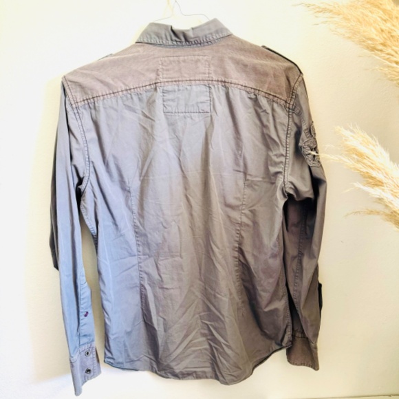 MENS GUESS Washed Black Grey Gray Button Down Front Shirt Cowboy Western L - Picture 9 of 11